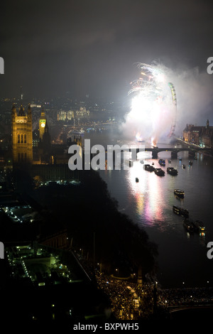 Londres, Nouvel An 2010, Fireworks Banque D'Images