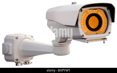Caméra de sécurité métallique isolé avec clipping path Banque D'Images