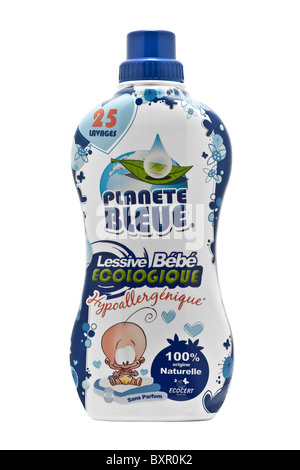 Hypoallergénique et d'une bouteille de savon à lessive écologique pour les bébés. Flacon de lessive bébé, hypoallergénique et écologique. Banque D'Images