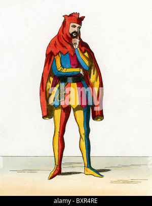 Rigoletto - fou ou bouffon habillé en costume médiéval (xixe siècle gravure) Banque D'Images