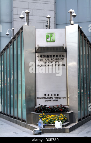 En bordure de la station centrale de surveillance de l'air Mesure de la pollution et la qualité de l'air au centre de Hong Kong, Chine Banque D'Images