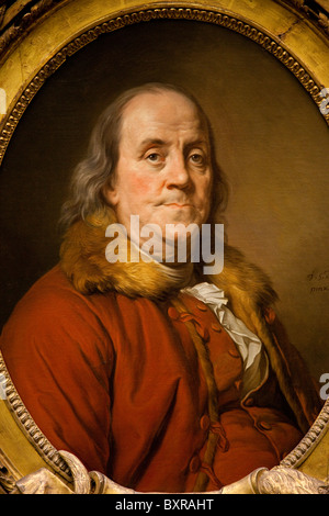 Portrait de Benjamin Franklin dans le Metropolitan Museum of Art de New York, par Joseph Duplessis Banque D'Images