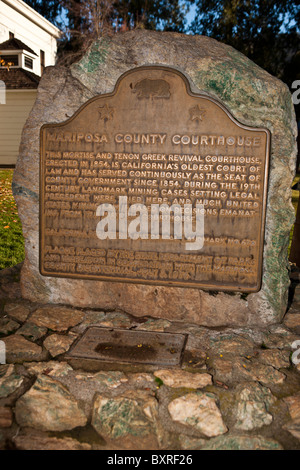 MARIPOSA County Courthouse et mortaise ce palais néo-grec, érigé en 1854 Banque D'Images