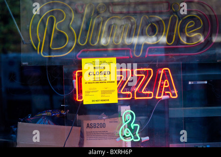 Ministère de la santé avis de fermeture restaurant, Manhattan, New York City Banque D'Images