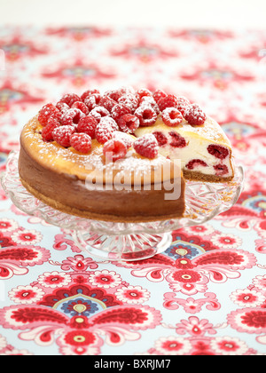 Gâteau au fromage au four sur cakestand, close-up Banque D'Images