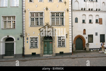 La Lettonie, Riga, Maza Pils, Tris Brali (Trois Frères), trois plus anciennes maisons en pierre à Riga Banque D'Images