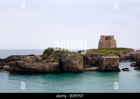 Roca Vecchia, tour, Salento Otranto, Pouilles, Italie Banque D'Images