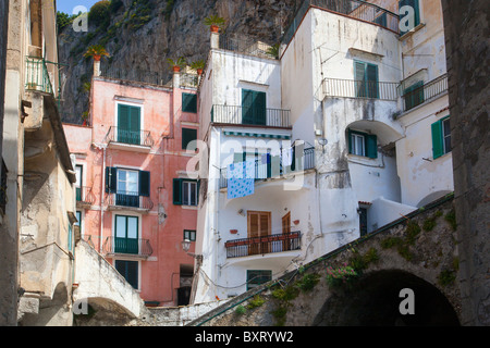 Raccourci, Minori, Golfe de Salerne, Côte Amalfitaine, Campanie, Italie Banque D'Images