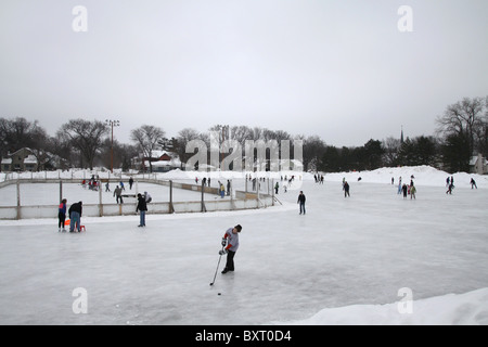 Une patinoire de hockey sur glace et à Minneapolis, Minnesota Banque D'Images