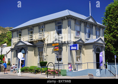 Banque BNZ, Rue Balguerie, Akaroa, la péninsule de Banks, Canterbury, Nouvelle-Zélande Banque D'Images