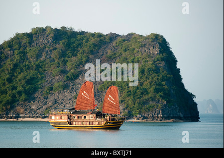 La voile en jonque Halong Bay, Vietnam Banque D'Images