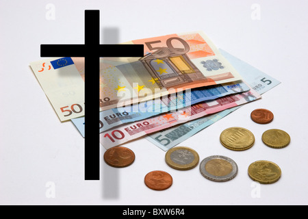 Service de crise de l'effondrement de l'attendu EUR symbole monétaire de l'unique photo de la mort de l'Euro Banque D'Images