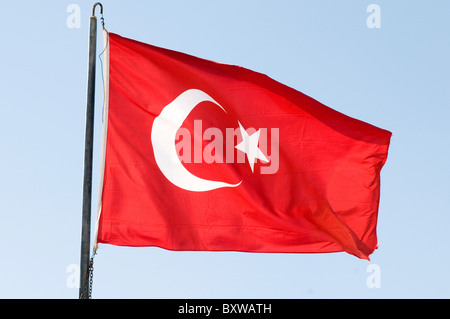 Turquie turc drapeau Drapeaux Alsancak Albayrak étoiles cresent lune rouge identity Banque D'Images