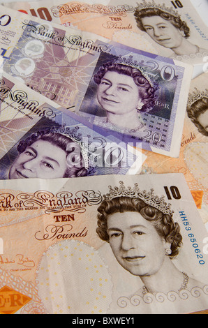 Livre sterling UK L'argent des billets en euros. Banque D'Images
