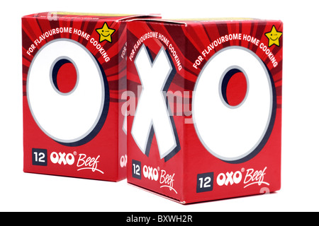 Deux boîtes de 12 cubes de bœuf oxo Banque D'Images