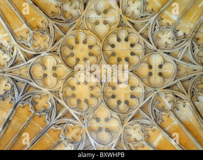 Saut d'un ventilateur partie reconstruit (c.1899) du cloître de l'abbaye de Tewkesbury, à Tewkesbury, Gloucestershire, Angleterre Banque D'Images