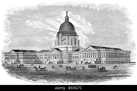 Cette gravure de la National capitol à Washington, D.C., les dates de 1866. Banque D'Images