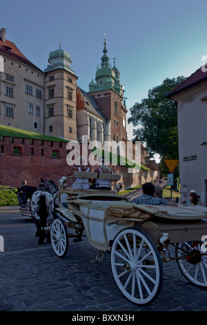 Vue sur la colline de Wawel à partir de la rue Kanonicza, Cracovie, Pologne Banque D'Images