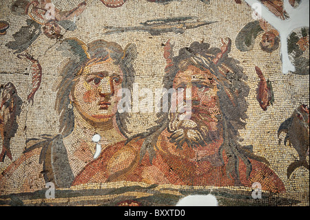 Mosaïque de Oceanus et Tethys de Daphne (4C), Musée archéologique de Hatay, Antakya, Turquie 100921 36631  Banque D'Images