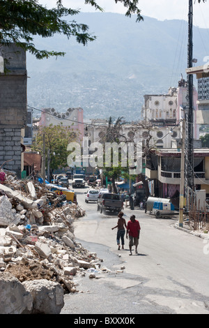 Les dommages causés par le tremblement de terre qui a frappé Haïti le 12 janvier 2010. Banque D'Images