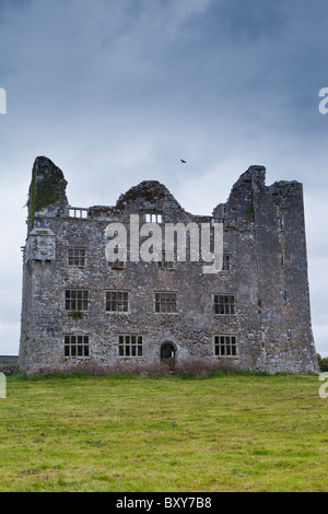 Ruines du château de Lemeneagh, accueil du légendaire maire Ruagh, construit 15e et 17e siècle, Kilfenora, comté de Clare Banque D'Images