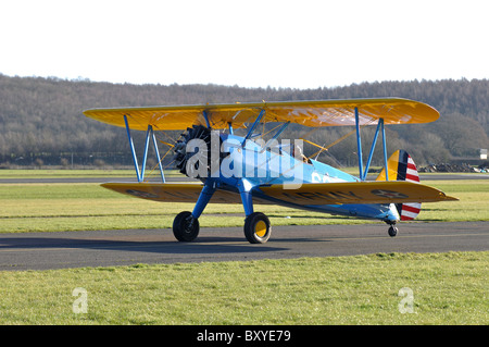 Boeing Stearman Kaydet à Wellesbourne Airfield, Warwickshire, UK Banque D'Images