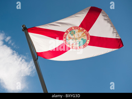 New York State flag against sky Banque D'Images