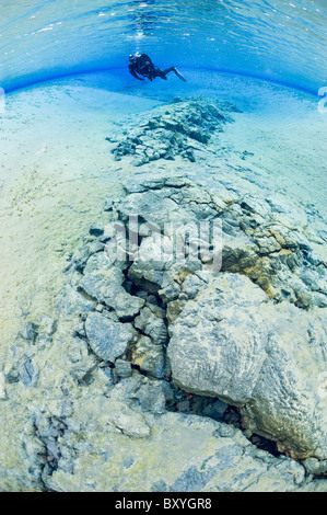 Asbirgi Lake, lac volcanique, l'Islande Banque D'Images