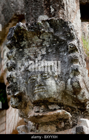 Détail DU PALAIS, PUCC ruines mayas de LABNA, YUCATAN, MEXIQUE Banque D'Images