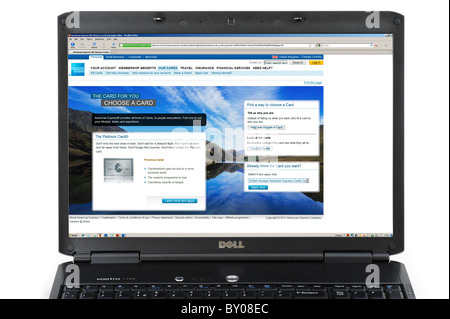 La navigation sur le site American Express sur un ordinateur portable, UK Banque D'Images