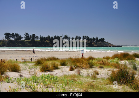 Plage et dunes de sable, Caroline Bay, Timaru (te Tihi-o-Maru), Canterbury, Île du Sud, nouvelle-Zélande Banque D'Images