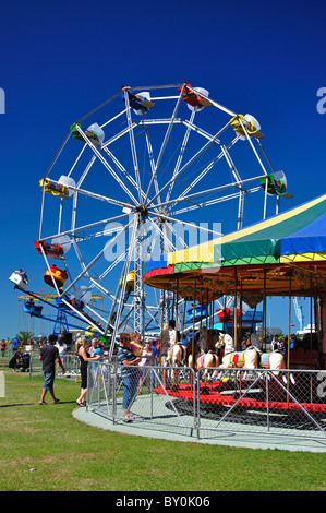 Manèges au Caroline Bay Festival, Caroline Bay, Timaru (te Tihi-o-Maru), Canterbury, Île du Sud, nouvelle-Zélande Banque D'Images