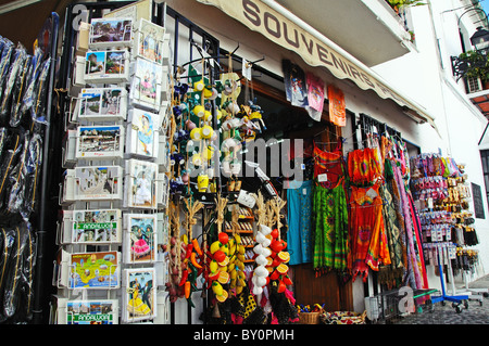 Boutique de souvenirs à Pueblo Blanco (village blanc), Mijas, Costa del Sol, la province de Malaga, Andalousie, Espagne, Europe de l'Ouest. Banque D'Images