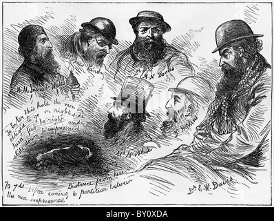 La mine de Troedyrhiw sauvée des hommes de la mine inondée de rester coincés pendant 10 jours gravure datée du 28e Apr victorienne 1877 Banque D'Images