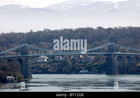 Straights Menai Bridge de Anglesey Banque D'Images