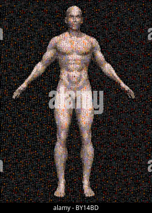 Photomosaïque d'un homme musclé en silhouette Banque D'Images