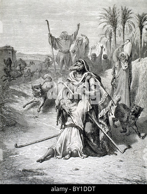 Parabole du fils prodigue. Le retour de l'Progal Fils. G. Dore gravure. Banque D'Images