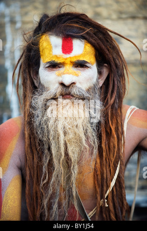 L'Asie, Népal, Katmandou, Vallée de Katmandou, Sadhu à Pashupatinath site pèlerinage hindou Banque D'Images