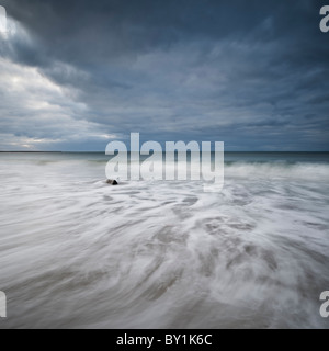 Les vagues de plage, Howmore, South Uist, Western Isles, Ecosse Banque D'Images