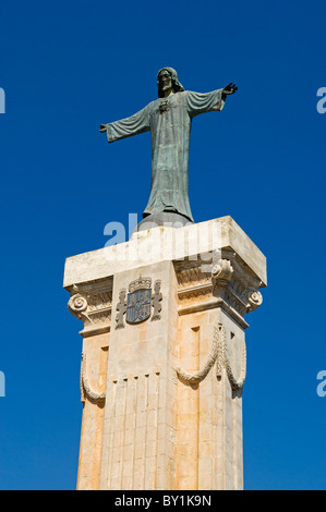 L'Espagne, Minorque. Statue du Christ à Monte Toro, le point le plus élevé sur l'île. Banque D'Images