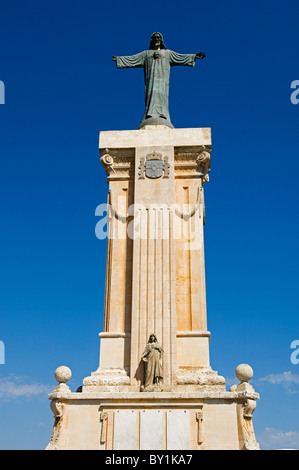 L'Espagne, Minorque. Statue du Christ à Monte Toro, le point le plus élevé sur l'île. Banque D'Images