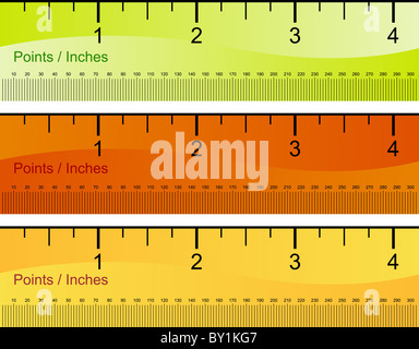 Points et règle 81 cm set isolé sur un fond blanc. Banque D'Images