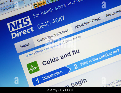 La NHS Direct site web. Banque D'Images