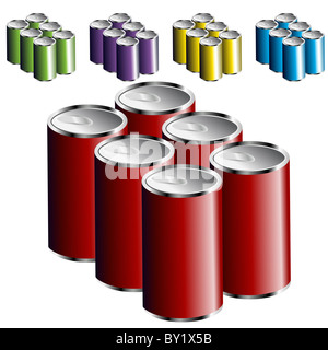 Une image d'un pack de six canettes. Banque D'Images
