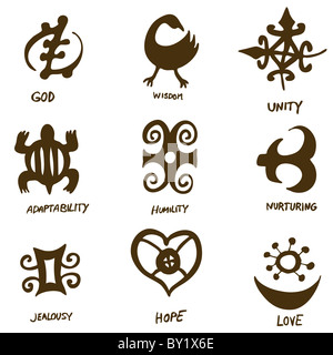 Une image de symboles adinkra. Banque D'Images