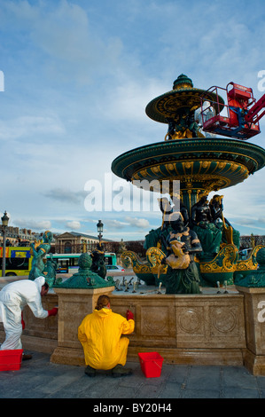 Paris, France, scènes de rue, rénovations, Fontaine d'eau publique, Place de la concorde" Banque D'Images