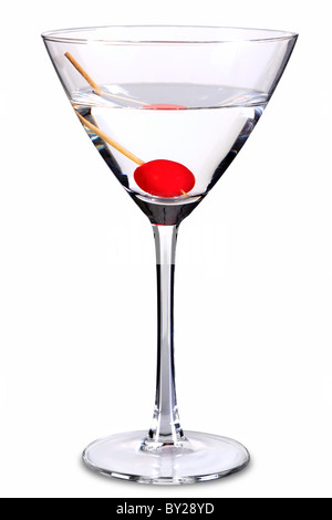 Photo d'un sweet martini en verre à cocktail, isolé sur un fond blanc avec chemin de détourage. Banque D'Images
