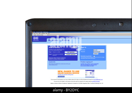 Une session des Services bancaires par Internet sur le site HBOS Halifax, UK Banque D'Images