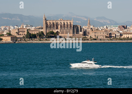 Location dans le port de Palma de Majorque et la Cathédrale Banque D'Images