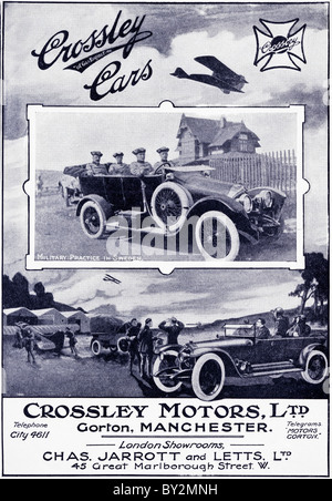 Temps de guerre d'origine annonce pour Crossley Motors Ltd voitures vers 1916 manufactued à Manchester en Angleterre UK Banque D'Images